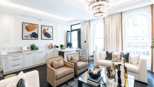Luxury interior design of the apartment in Prince of Wales Terrace, Kensington, London.