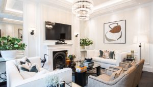 Luxury interior design of the apartment in Prince of Wales Terrace, Kensington, London.